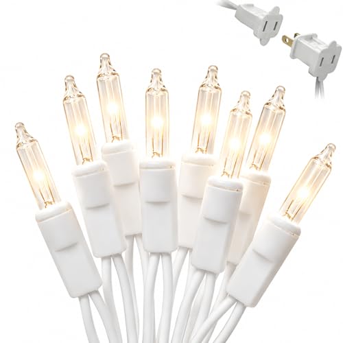 Dolunvo Warm White Christmas Lights 21Ft 100 Incandescent Mini Bulbs UL Certified Connectable Indoor and Outdoor Perfect for Christmas Tree Wreath Home Yard Wedding Party Holiday Decor