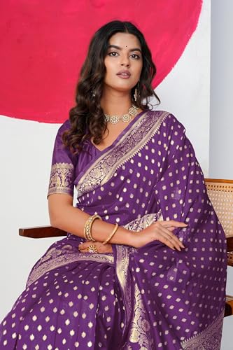 Image of Subham Saree for Woman Silk Cotton Kanjivaram | Soft Daily Wear Golden Zari Sari with Jacquard Blouse Piece