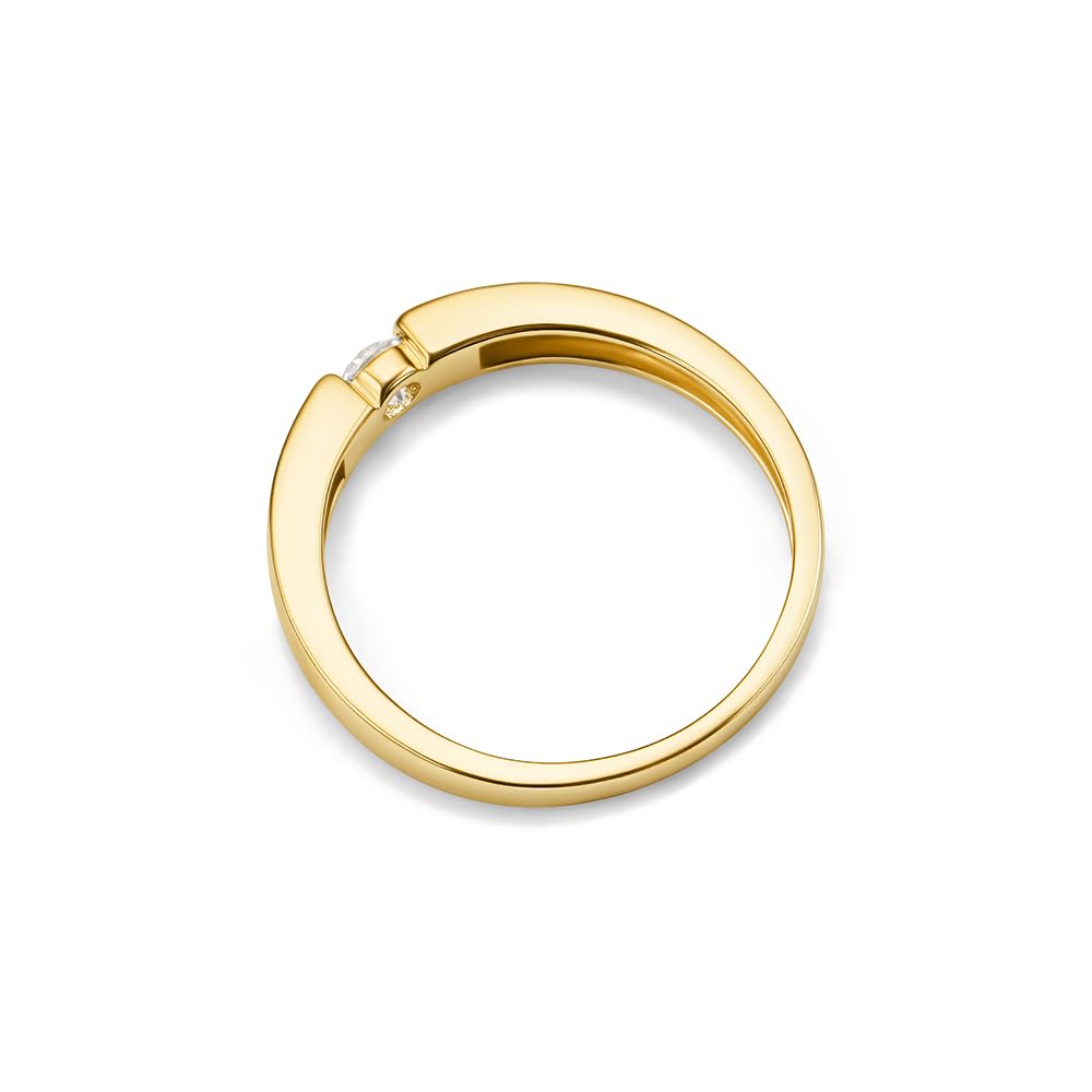 MIORE Schmuck Damen, Verlobungsring Damen, Ring Weißgold/Gelbgold 375 9kt mit Diamant 0.15 Ct in Spannungsfassung, Echt Gold Damenring, Goldring, Ring Damen, Damenschmuck Handgemacht