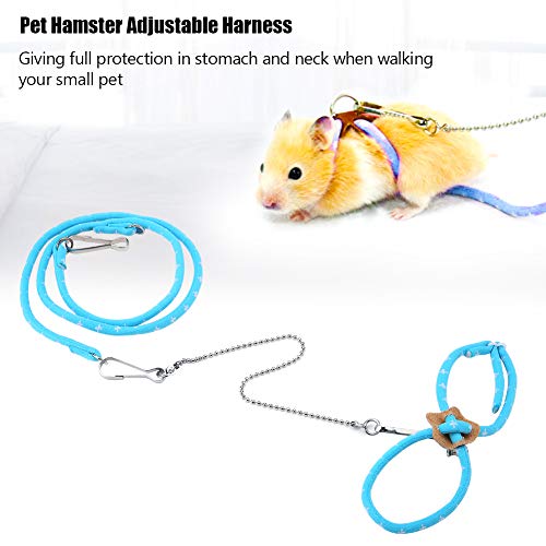 Tnfeeon Pet Hamster Trainingsleine, Maus Mäuse Streifen Weste Harness Rope Walking mit Finder Bell(Blau)