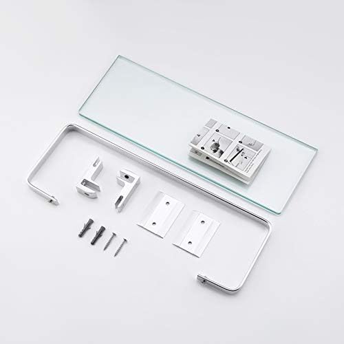 KES Glass Bathroom Shelf Wall Mounted Aluminum Shower Glass Shelf 8MM Extra-Thick Tempered Glass Rectangular Silver, A4126A