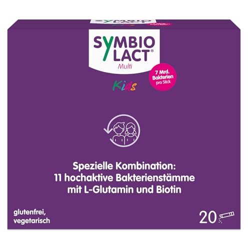 SymbioLact Multi Kids - für Kinder & Jugendliche während & nach der Einnahme von Antibiotika zur Unterstützung der Darmflora - mit Milchsäurebakterien Biotin & Glutamin - 7 Mrd. Bakterien - 20 Sticks