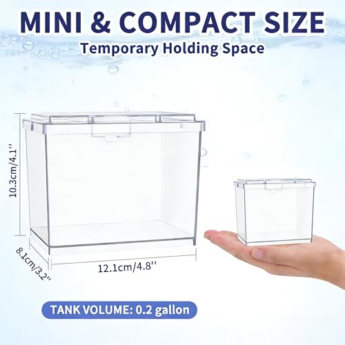 Image of MoonOrange Mini Betta Fish Tank, Small Fish Bowl for Temporary Space, 0.2 Gallon Stackable Cube Tank with Betta Leaf and Gravels for Small Fish, Insect, Shrimp, Crab, Spider.(Pack-2)