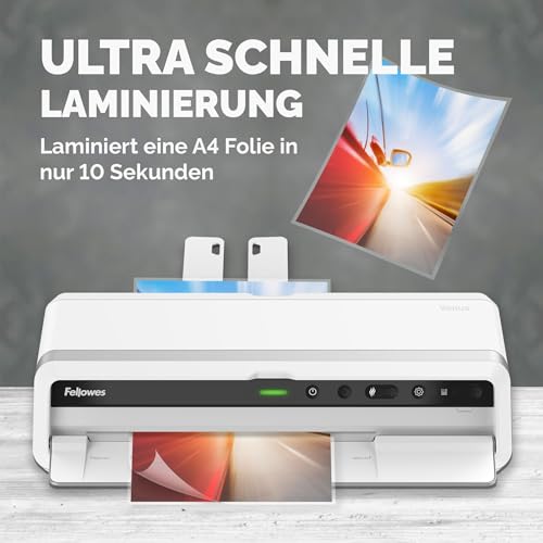 Fellowes Venus Laminiergerät A3 zum Heißlaminieren von 80-250 Mikron Laminierfolien, Intensivgebrauch, automatischer Rückwärtsgang, inkl. 10 Laminierfolien, weiß
