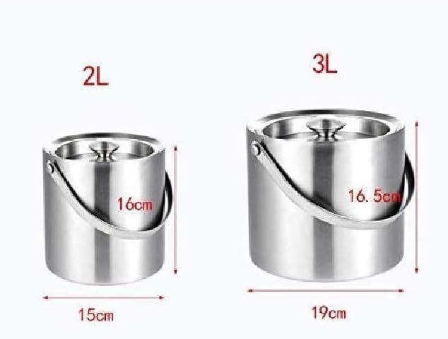 Stainless Steel Ice Bucket-Strainer Keeps Ice Cold,Great for Home Bar, Chilling Beer, Champagne, Wine Bottle (Size : 2L) (3L)(3L)