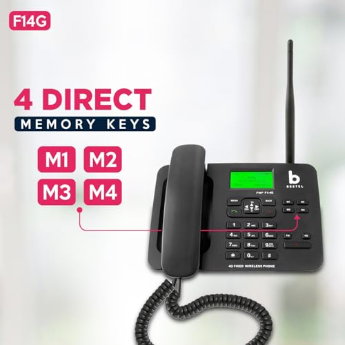 Image of Beetel F1 4G Fixed Cordless Landline Phone,Supports 4G Volte,LCD Display,Speed Dial,Two Way Speaker Phone & Adjustable Volume,Supports Hotline Function,Alarm,4 Direct Memory Keys,MP3 Player,SOS(Black)