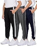 PURE CHAMP 3 Pack Boys Sweatpants Mesh Lightweight Kids Clothes with Zipper Pockets Active Quick-Dry Boys...