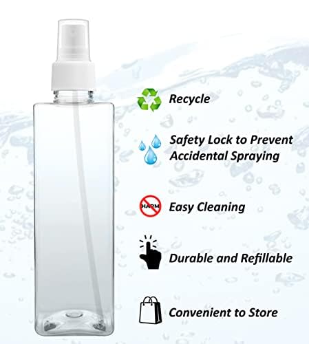 Naturegoon Square Refillable Transparent Plastic Spray Bottle(Pack of 3)|Fine Mist Spray Bottle| 200ml| Ideal for storing Perfumes, Sanitizers, Cleaning Liquid and use for a room spray | (Pack of 3) 1