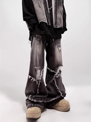 Men's American Retro Hip Hop Denim Jeans Zipper Straight Leg4