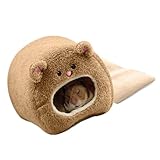 LIKENNY 冬用ハムスタークッションベッド 小動物用ハンモック 暖かいハムスターハウス 遊び場 休憩所 暖かい巣 防寒 保温 ケージに固定 小動物用 寝袋 11*11*8cm 水洗い可能 (ブラウン)