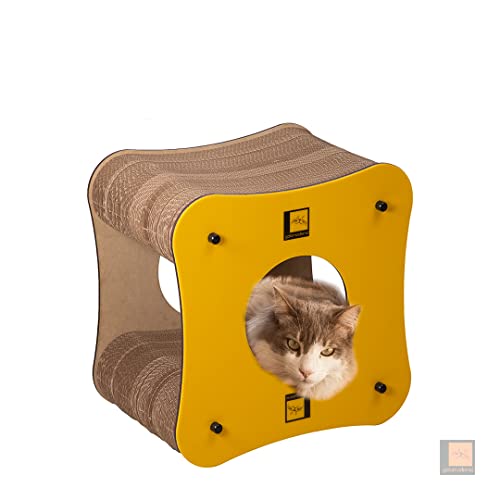 Gatomoderno Arranhador para Gatos Duplo de Papelão Kraft, Acabamento de Acrílico, Cama para Gatos, B