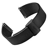 WatchGecko Calibre 1960 - Correa de reloj de malla [PVD negro, 18 x 16 mm]