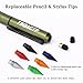 TBOACTP 4.7″ Mini 3 EDC Ballpoint Pen, Pencil and Stylus in One, with 2 Replaceable Refill, 6 Pencil Tip and 2 Stylus Tip, Ultra Long Lasting Bolt Action Pen for Office, Learning, Working Green