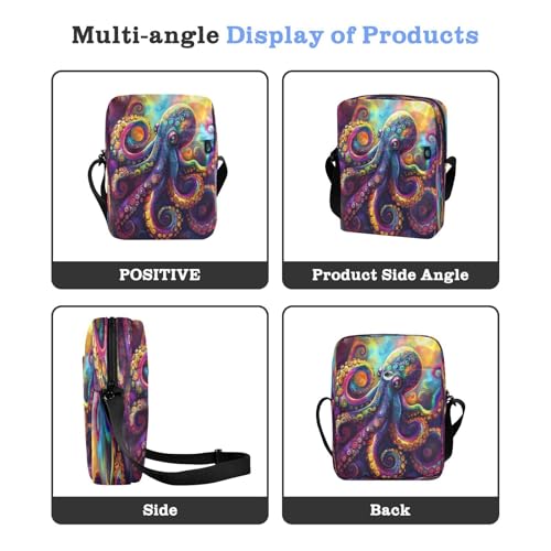 Crossbody Bag Colorful Octopus Messenger Bag for Women Men Purse Shoulder Bag Satchel Bag with Adjustable Strap 214B87864