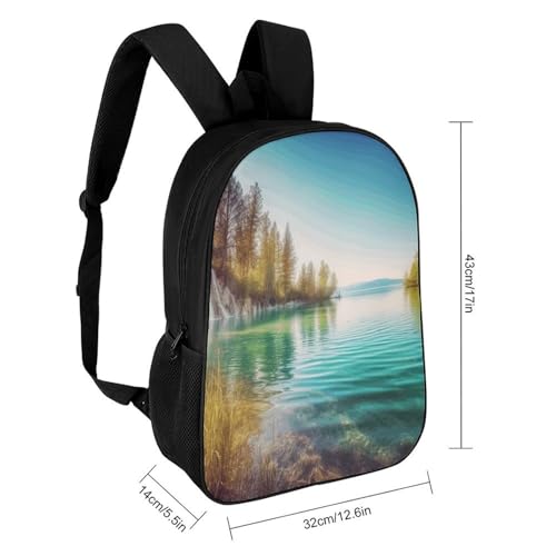 Clean Water Lake Landscape Backpack for Men Women, Heavy Duty Backpack Large Capacity, Durable Lightweight Travel Daypack2
