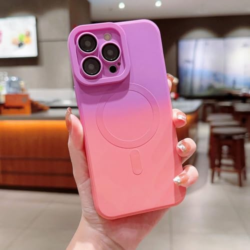 Coque de téléphone silicone liquide dégradé iPhone 14 Pro couverture magnétique sans fil