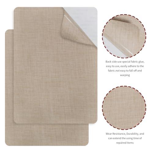 EMORBALS 2Pcs 8 * 11Inch Couch Patches Repair Fabric, Self-Adhesive Couch Repair Patch with Strong Glue, Repair Patch for Sofa, Tote Bags, Car Seats, Furniture,Etc（Beige - Thumbnail 3