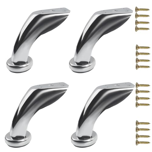 Roellgs furniture leg, 9.5 cm, sloping metal sofa leg, cupboard leg with mounting screw, for sofa, cupboard, chair