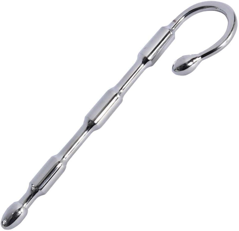 Candy Cane with a Stay Put Hook Stick, Surgical Steel Male Urethral Sounding Penis Plug (6mm)