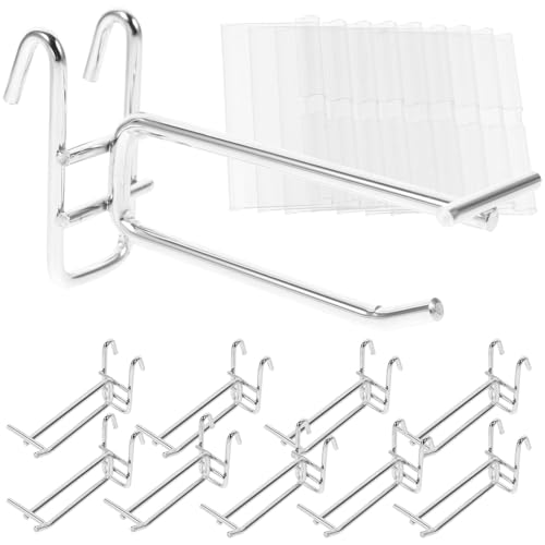 Baluue 10 Ganchos para Panel Perforado de Acero de 6 MM con Etiqueta de Precio Gancho Resistente para Herramientas Kit de 10 Unidades para Organización Taller Cocina Oficina y Tienda