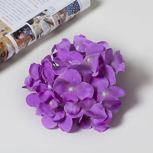 FagusHome 30 Pcs Silk Hydrangea Heads Artificial Flowers Heads and Stems Fake Hydrangea Flowers for Home Wedding Decor (Purple) - Image 3