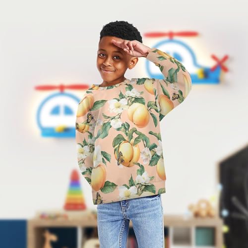 JUNZAN Beauty Quince Fruit Peach Kids Boys Hooded Sweatshirt Fleece Fall Tops Shirts Athletic 4T4