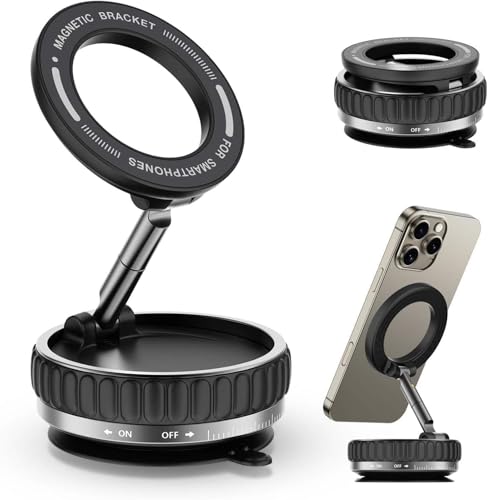 Image of New Vaccum Magnetic Mobile Holders | Hands Free Suction Cup with Strong Grip Holders Mount | 360 Adjustable Phone Holder for Car Dashboard,Windshield for All Smartphones