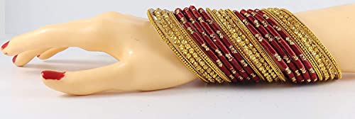 Image of NMII Acrylic (Plastic) With Silk Thread & Beads Studded Worked Glossy Finished Kada Set For Women and Girls
