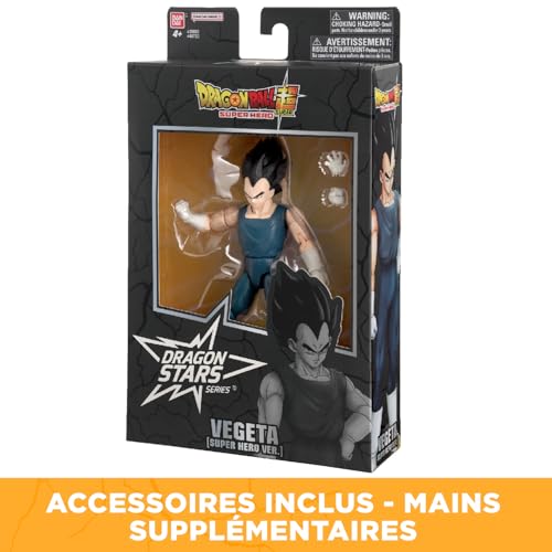 BANDAI - Dragon Ball Super Super Hero - Figurine Dragon Star 17 cm - Vegeta - Licence Officielle Dragon Ball - Figurine articulée Vegeta - Jouet Enfant 4 Ans et + - 40723