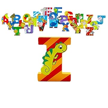 Wooden Letters by Orange Tree Toys, Letter I for Iguana - Alphabet Animals Letters for Personalised Baby Name, Toy Box, Door, Wall Decorations - Safari Nursery Decor, Boys Girls Bedroom Accessories