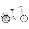 ROMYIX 20'' Tricycle bike, Folding Bike Cargo Bike with Basket, Mudguard,Dual Brake,Height Adjustable Three Wheel Bike Cruiser Bicycle for Men Women Seniors, Capacity 264.55lb (White) #2