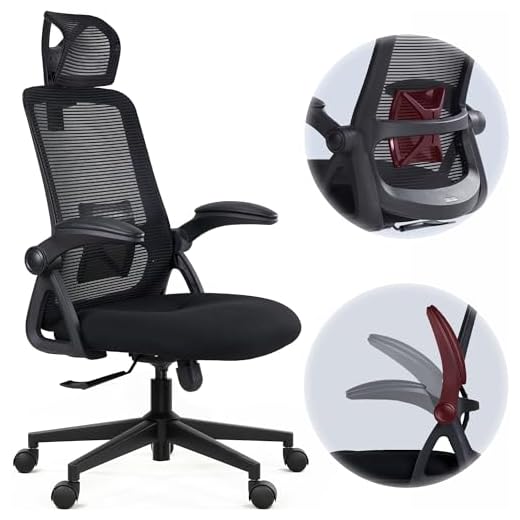 Realm of Thrones CAPTAIN Ergonomic Office Chair for Home, Heavy Duty Steel Base, Versatile Flip-up Armrests, Adjustable Lumbar Support, Mesh Back Comfort Cushion Seat for Computer Desk/Gaming (Black)