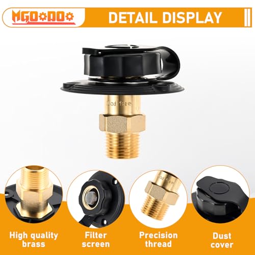 Image of 2Pcs RV City Water Inlet with Check Valve,RV Water Inlet with 3 /4 inch NH Female to 1 /2 inch NPT Male Flange Brass with Dust Plug for RV Camper Motorhome Trailer Marine(Black)