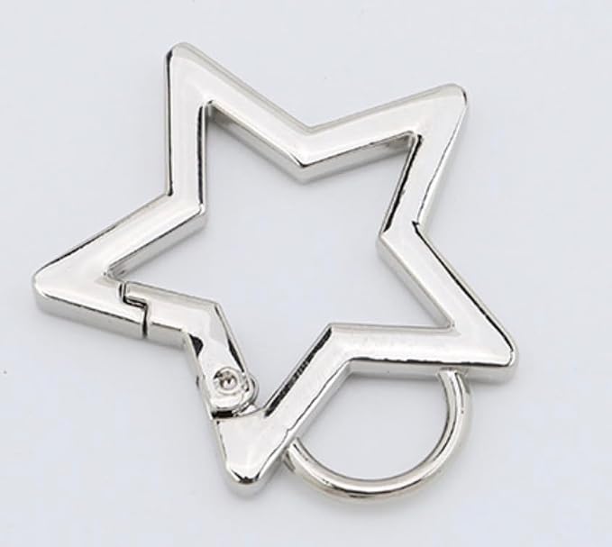 Stainless Steel Star Shaped Keychain Clip Carabiner Snap Hook Holder for Keys and Wallet with Key Chain Rings image 2