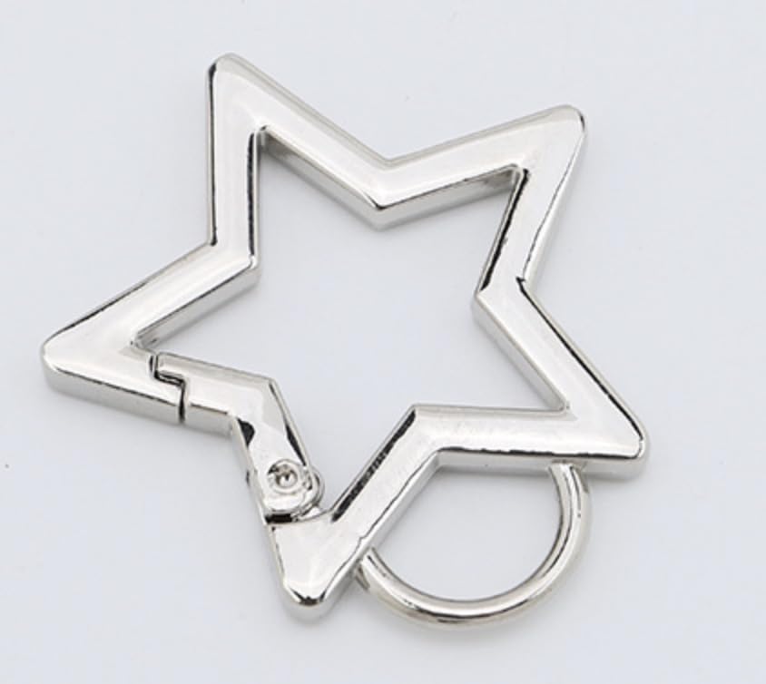 Stainless Steel Star Shaped Keychain Clip Carabiner Snap Hook Holder for Keys and Wallet with Key Chain Rings