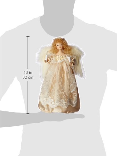 Kurt Adler Ul 10-Light Angel Christmas Treetop Figurine With Fabric Hair, 12-Inch, Ivory #TOP7
