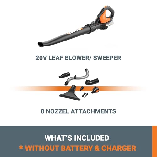 WORX Cordless Leaf Blower, 20V Electric Blower for Narrow Space, WG545.9 | Battery & Charger Not Included, 120 MPH Airflow, Lightweight at 2.7 LBS for Tight Spaces, PowerShare - image 6