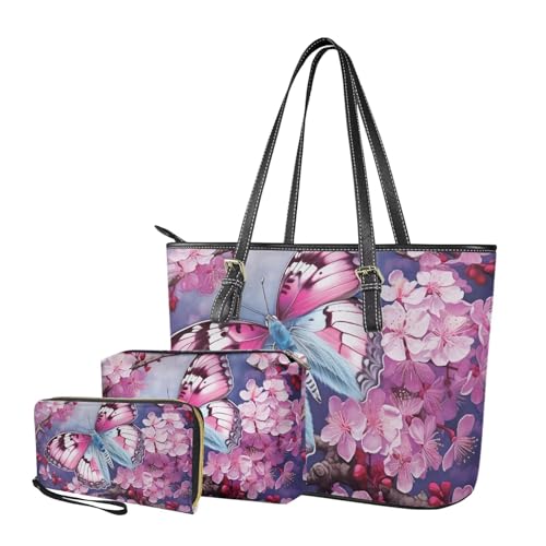 Women Purse Handbags Wallet Sets Leather Shoulder Tote Bag for Women,Top Handle Purse with Wrist Wallet Bag 5