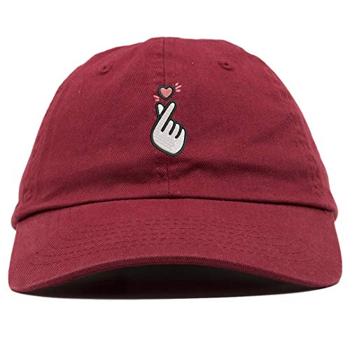 Top Level Apparel Kpop Heart Symbol Embroidered Low Profile Soft Crown Unisex Baseball Dad Hat, Vc300_maroon, One size