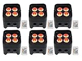 6 Rockville Best PAR 50 Rechargeable Par Can Wash Lights w/Wireless DMX+RGBWA+UV