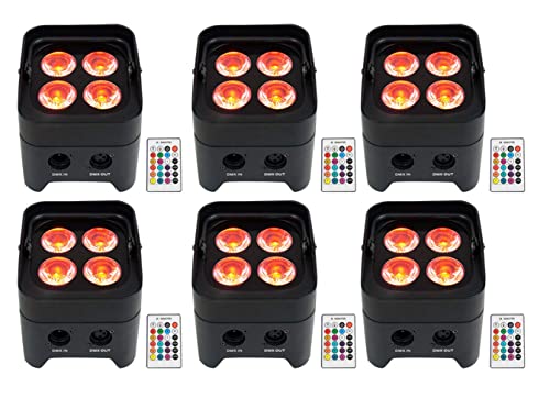 Rockville Best PAR 50 24W Rechargeable Par Can Wash Light, Wireless DMX, 6-in-1 RGBWA+UV LEDs, 4400mAh Battery, for DJs and Event Lighting, 6-Piece