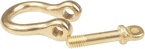 Miniatura 2 de esowemsn 2 anillos en D de latón dorado de 0.276 in con tornillo de cierre, grillete, soporte para llaves, monedero, herradura, forma de U, anillo