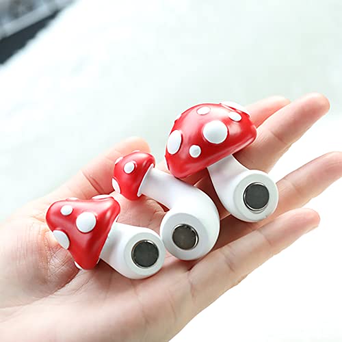 Jaddsa Mushroom Fridge Magnet 3D Resin Refrigerator Magnets Stickers Cute Magnets Kitchen Decoration,Decorative Magnets With Double-Sided Stickers To Satisfy Any Panel. (Red) #TOP1