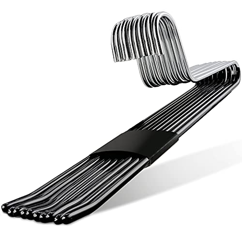 Cintre pour pantalon métallique noir lot de 10 zéro glisse rigide