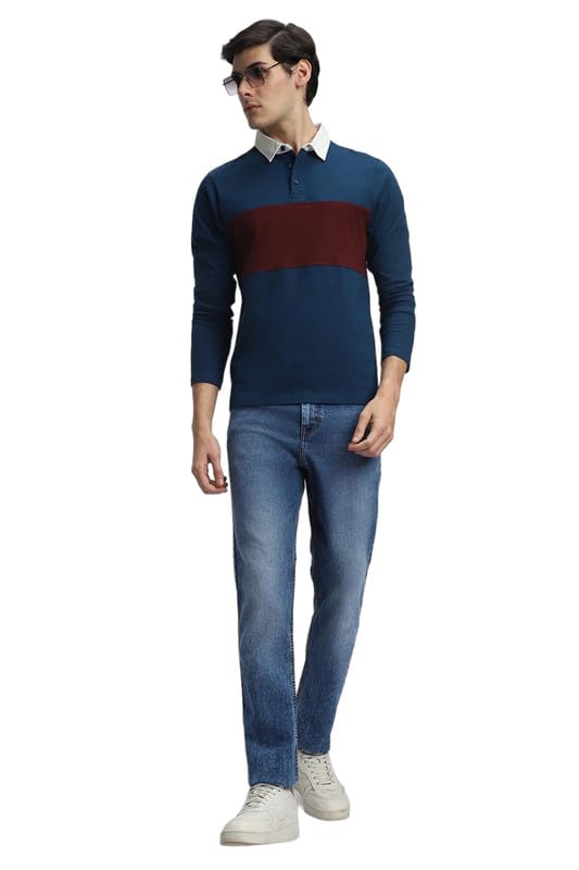 Image of Dennis Lingo Men's Cotton Polo Neck Tshirt, Regular Fit Long Sleeve