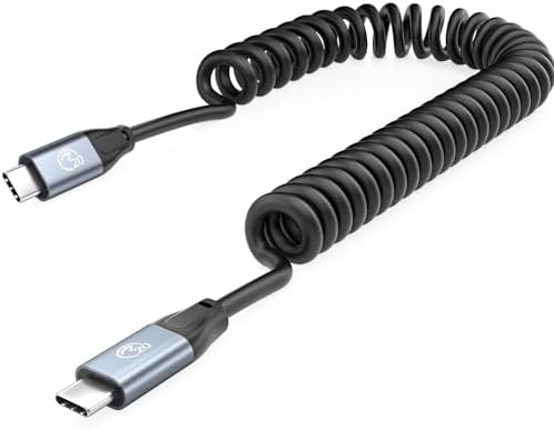 UseBean Coiled USB C to USB C Cable 100W 3.3ft, USB C 3.2 Gen2 20Gbps 4K Video Retractable Cable, Type C Charger Cord Fast Charging for iPhone 15,MacBook Pro/Air,iPad Pro,Galaxy S24/23/22