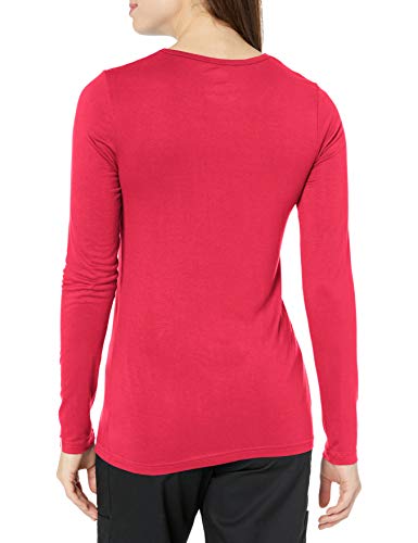 WonderWink Women's Scrubs Silky Long-Sleeve T-Shirt, Red, Small