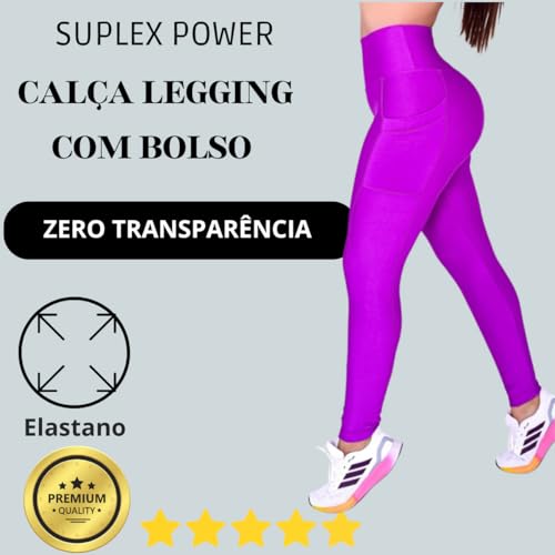 Calça Legging Feminina Com Bolsos Leg Feminina Bolso Calça Leg Suplex Power Grossa Zero Transparênci