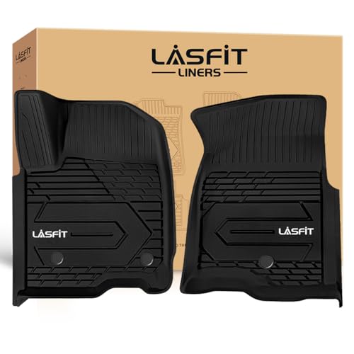 Image of LASFIT Front Floor Mats 2019-2026 for Chevrolet Silverado /GMC Sierra 1500, Crew Cab /Double Cab, 2020-2026 Chevy Silverado /GMC Sierra 2500HD 3500HD, All Weather TPE Floor Liners, 1st Row Only