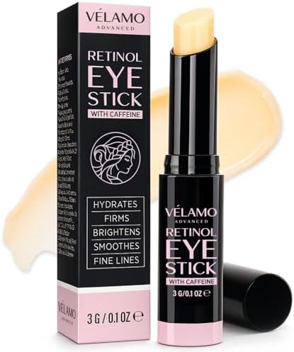 VELAMO ADVANCED Retinol Eye Stick: Retinol Eye Cream for Dark Circles and Puffiness with 1% Bakuchiol and Caffeine - Visibly Reduces Fine Lines Wrinkles Under Eye Bags with Upgraded Formula 0.1 OZ/3g